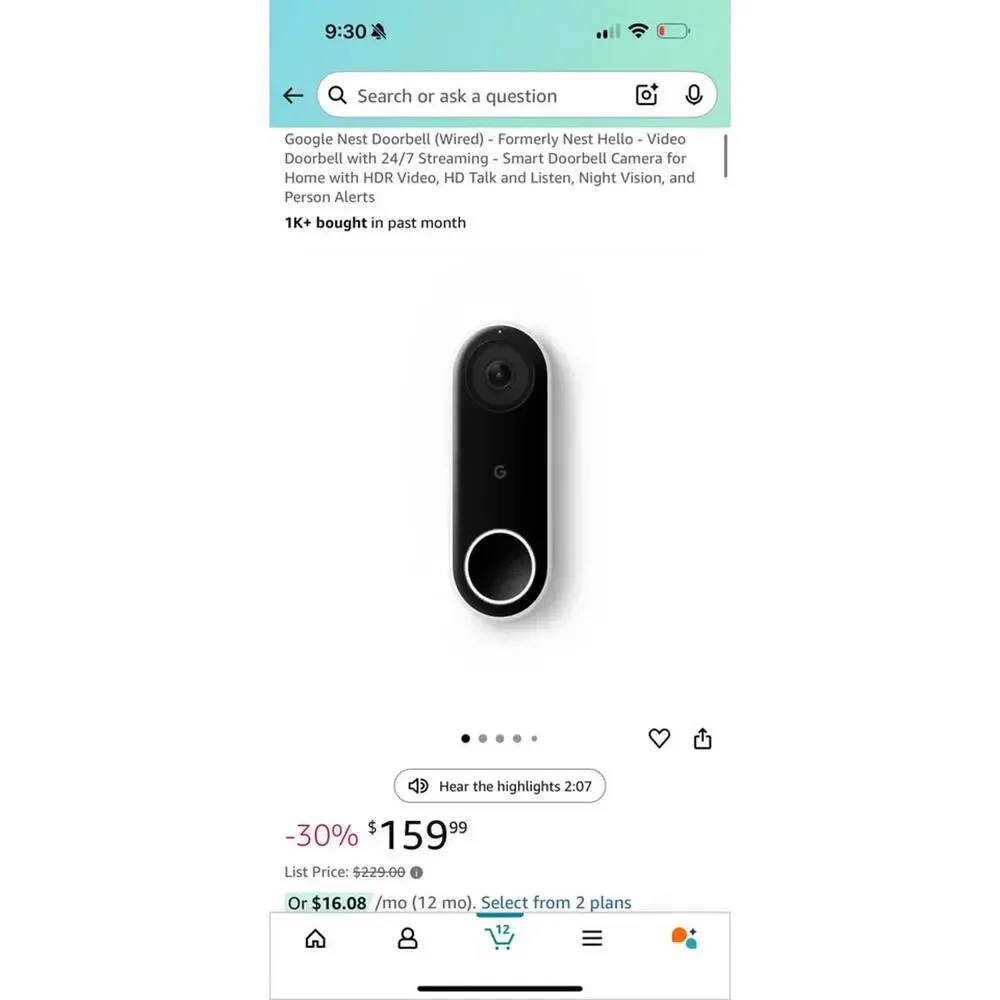 Google Nest Hello Wired Doorbell Ring Timbre Video